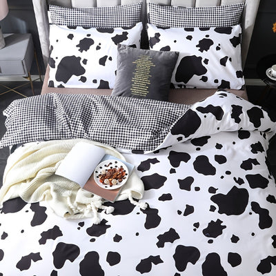 Stylish 3-Piece Black and White Printed Duvet Cover Set for Bedroom or Guest Room (1*Duvet Cover + 2*Pillowcases, Without Core)