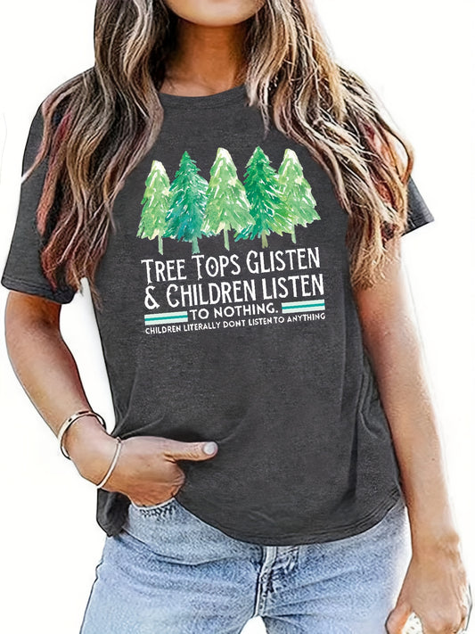 This festive ladies' t-shirt is perfect for brightening up your wardrobe this Spring and Summer. Crafted from lightweight fabric, it boasts a stylish Christmas tree pattern and crew neckline for maximum comfort. Add a festive touch to your look this season!