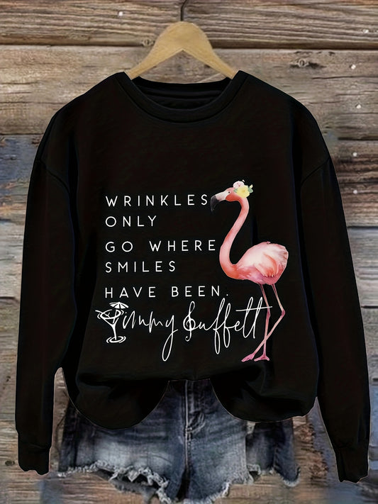 This Flamboyant Flamingo Women's Casual Crew Neck Sweatshirt offers superior comfort and style. Its drop shoulder design allows for complete freedom of movement. Crafted from high-quality fabrics, this sweatshirt with a classic crew neck provides warmth and comfort in any setting.