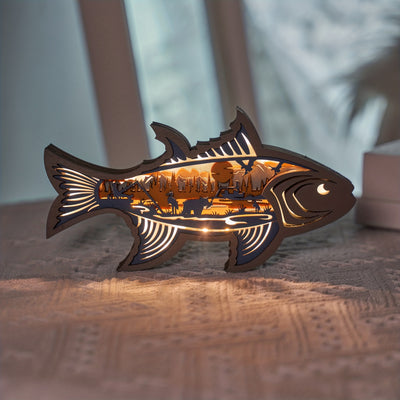 Fish Wooden Art Night Light: An Adorable Interior Decoration and Perfect Gift for Fishing Enthusiasts