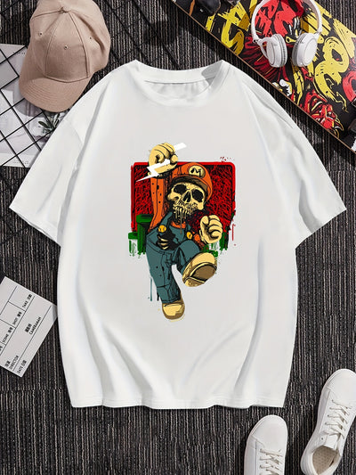 Look dapper and feel comfortable with our Skull Clown Print Men's Summer Graphic T-Shirt. Boasting a bold graphic skull clown print, this tee is made of a breathable and lightweight fabric blend that is perfect for warm weather wear. Show off your wild side with style and comfort.