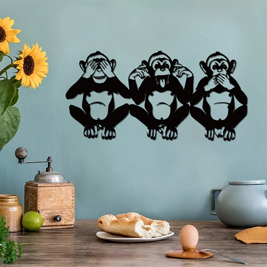 Monkey Trio Metal Wall Art - A Crafted Primate Gift Symbolizing Hear No Evil, See No Evil, Speak No Evil