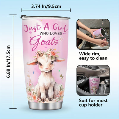 Goat Lover's Stainless Steel Insulated Tumbler: Cute Floral Design - Perfect Gift for Women, Teens, and Mothers