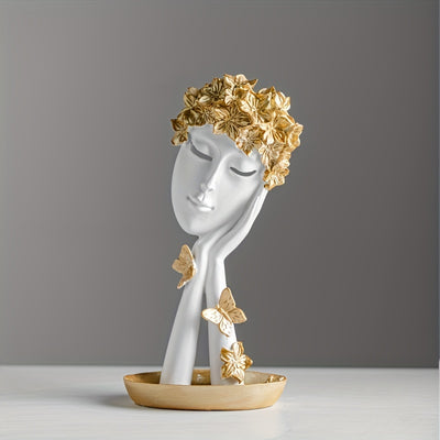 Abstract Women Face Art Sculpture: Elegant White Room Decor and Centerpiece for Weddings, Christmas Dinners, and Bookshelves
