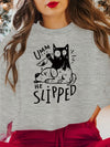 Cute Cat and Puppy Slogan Print Plus Size Casual Sweatshirt: A Comfy, Stylish Addition to Your Fall/Winter Wardrobe