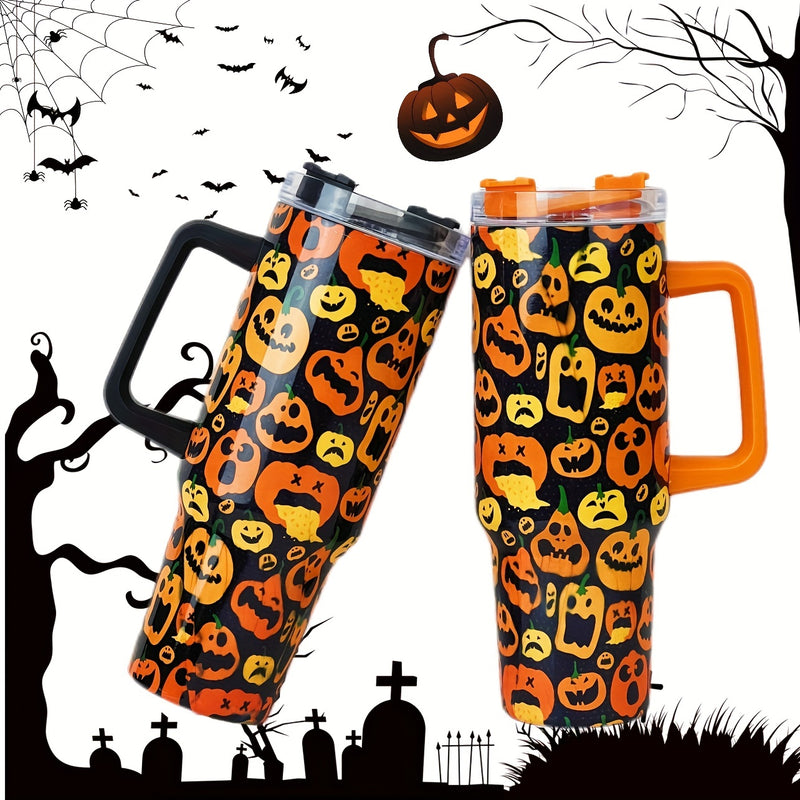 40oz Halloween with Scary Pumpkin Tumbler, Straw & Handle - Perfect for  Car, Home & Office Use - Birthday Gift Idea! in 2023