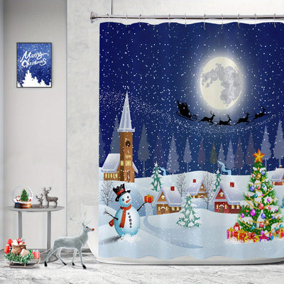 Snowman Christmas Bath Ensemble: Festive Shower Curtain, Rug, Mat, and More!