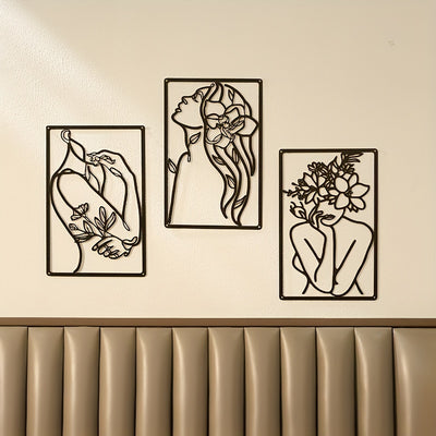 Stylish Minimalist Abstract Woman Metal Art Wall Decor: Enhance Your Living Space with Modern Line Drawing & Abstract Style