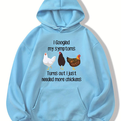 Cute and Cozy: Cartoon Chicken Print Hoodie - A Must-Have for Winter/Fall in Women's Clothing