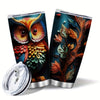 20oz Owl Patterned Vacuum Travel Tumbler: Stylish Stainless Steel Coffee Mug for Hot and Cold Beverages