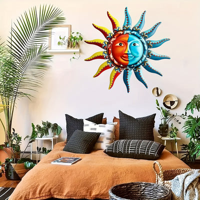 Sun's Radiant Glow: Creative Metal Wall Art Décor for an Enchanting Home Ambiance