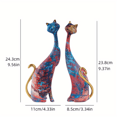 European Style Lovers Cat Oil Painting Cartoon Ornaments - Creative Gifts for Valentine's Day and Home Decoration