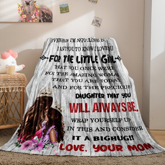 This high-quality "To My Daughter" Blanket from Mom will keep your daughter warm and cozy. With a heartfelt letter printed on a soft, luxurious throw, it's the perfect meaningful gift for your daughter. Show her your love and appreciation with this special blanket.