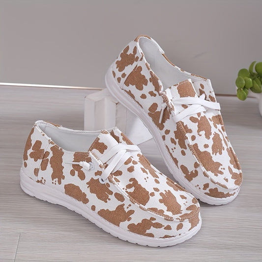These Cow Pattern Printed Canvas Slip-On Shoes for Women offer a lightweight and comfortable design for a variety of outdoor activities. Crafted from soft canvas with an eye-catching pattern, these shoes provide excellent support and traction. Enjoy a secure fit with the convenient slip-on design.