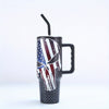 40oz Skull & US Flag Tumbler with Lid & Straw - Perfect for Car, Home, Office, Travel & Independence Day Gifts!