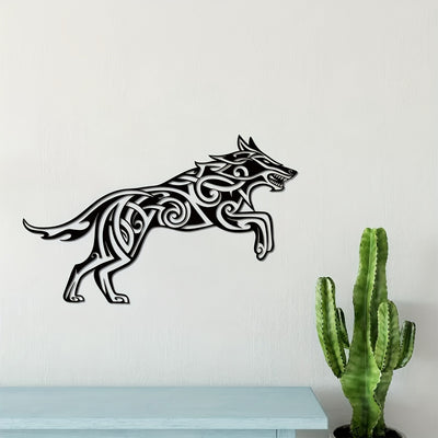 Fierce Guardian: Viking Wolf Metal Wall Decor - Celtic Inspired Fenrir Decoration for Viking Enthusiasts