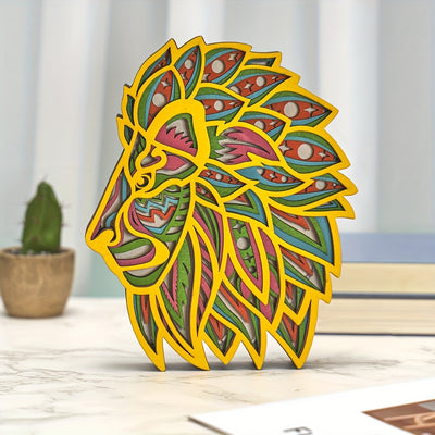 3D Lion Head Wooden Carving LED Night Light: A Majestic Addition to Your Home Decor and Perfect Gift for Christmas