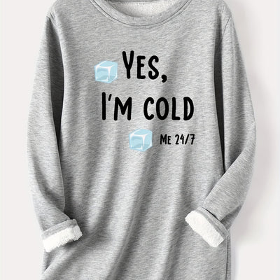 Fashionable and Cozy: Letter Ice Print Pullover Sweatshirt for Women's Fall/Winter Wardrobe