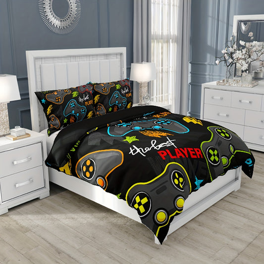 Gamepad Print Duvet Cover Set: Enhance Your Bedroom with Gaming Vibes!