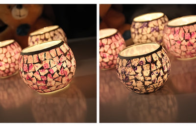 Pastoral Floral Mosaic Glass Candle Holder: Elevate Your Décor for Special Occasions