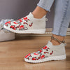 aStylish Women's Santa Claus Pattern Sneakers: Breathable Knit Outdoor Shoes for a Comfortable and Festive Christmas