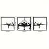 High-Flying Metal Wall Art: 3-Piece Aircraft Silhouette Decor Set for Home Décor, Restaurant, Café, and Garage