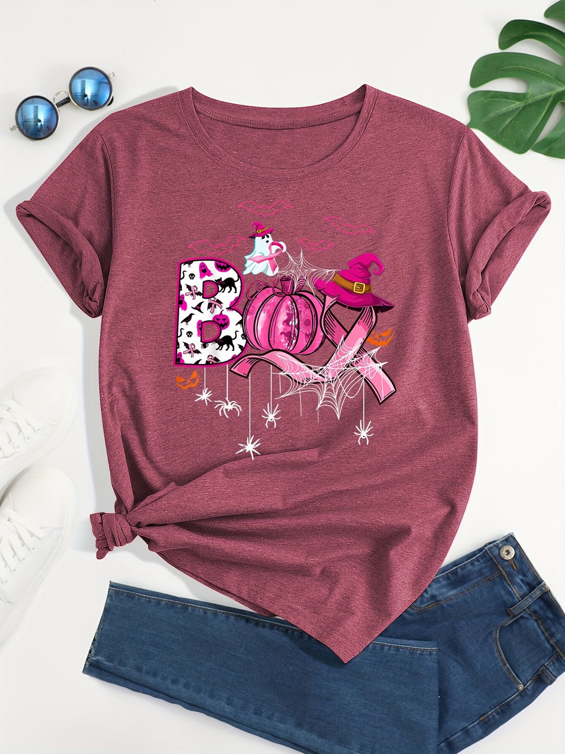 Celebrate the spookiest time of year in style with this Halloween Boo Pattern Crew Neck T-shirt! With its comfortable polyester blend fabric and attractive crew neck design, this eye-catching t-shirt is perfect for embracing the spooky spirit.