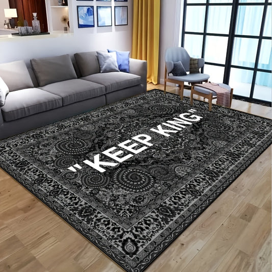 This 63x78 inch waterproof rug is the perfect addition to any indoor or outdoor space with a gothic-themed home decor. Features include UV-resistant fabric, extra cushioning, and non-slip resistance for an enhanced level of functionality and safety. This versatile carpet is sure to make a statement in any living space.