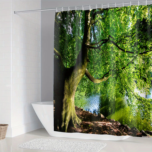 Transform your daily shower into a spa-like experience with the Riverside Tree Shower Curtain Set. This set includes a waterproof and non-slip curtain with a stylish tree design. Create a safe and stylish bathroom oasis with this essential bathroom décor.