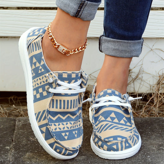 Relax in style and comfort this summer with our Stylish Women's Aztec Art Pattern Boat Shoes. Made from lightweight canvas, these trendy shoes offer superior breathability and comfort ideal for the summer. With a stylish Aztec art pattern design, you are sure to stand out in the crowd.