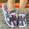 Santa Claus & Geometric Print Canvas Sneakers - Lightweight Christmas Pattern Low Top Walking Shoes for Women