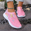 Stylish and Comfortable: Women's Floral Rhinestone Decor Sneakers - Slip-On, Lightweight Casual Shoes