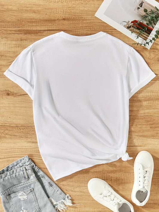 2024 Summer/Spring Women's Casual Top Print T-shirt with Short Sleeves & Crew Neck