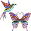 Elegant Metal Hummingbird and Butterfly Outdoor Wall Art Decor - Vibrant Yard Sculptures for Stunning Garden Decor