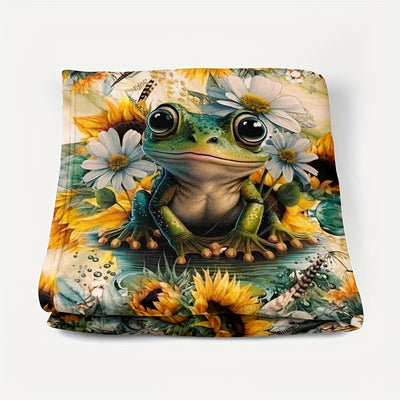 Cute Frog Flannel Blanket: Super Soft and Versatile Blanket for All Seasons - Perfect Gift for Home, Office, and Travel