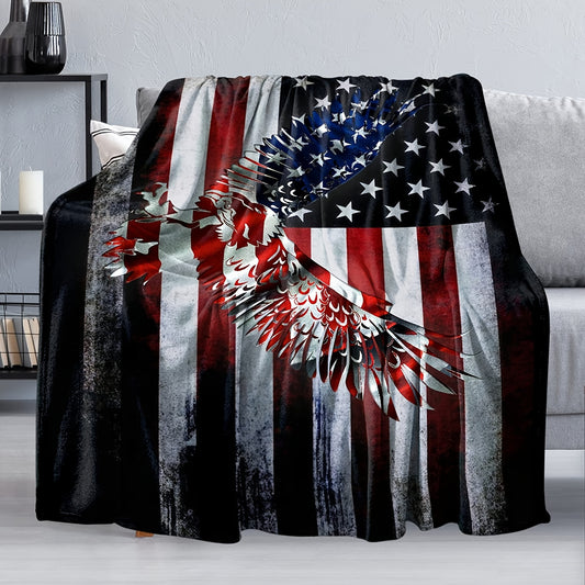 This American Flag Eagle Blanket is the perfect 4th July gift! Crafted with ultra-soft micro flannel fabric for extra warmth and comfort, this blanket is sure to make any recipient feel patriotic. Unwind and show your pride in this cozy and stylish addition to any living space