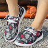 Stylish Women's Christmas Tree Printed Shoes: Casual Low-Top Slip-ons with Lace-up, Lightweight Design - Perfect for the Holiday Season!