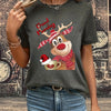 Stylish and Festive: Christmas Deer Pattern T-Shirt - Perfect for Spring-Summer Fashion