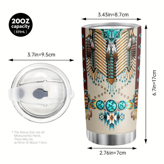 Indian Symbol Stainless Steel Tumbler: Stylish Insulated Travel Mug for Coffee, Tea, and More!