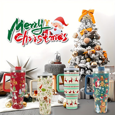 40oz Stainless Steel Christmas Tumbler with Lid - Thermal Water Bottle for Home, Office, and Travel - Perfect Summer Drinkware and Birthday/Christmas Gift!