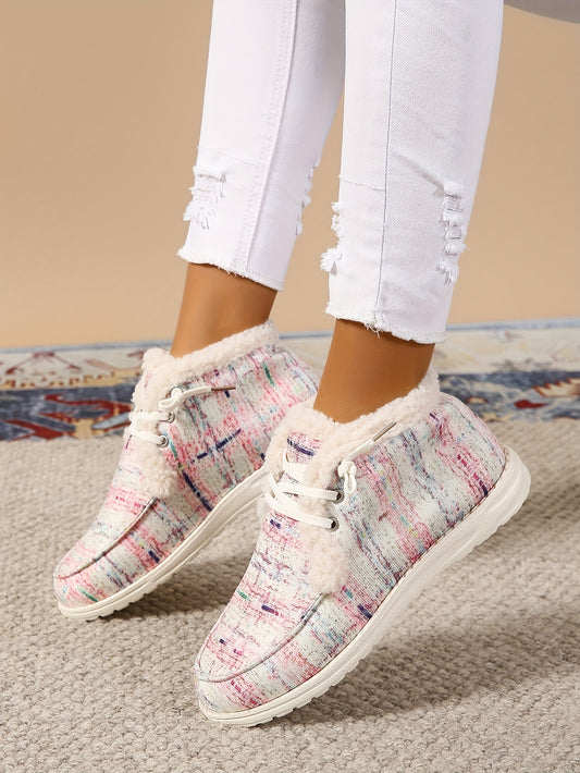 Stay Cozy and Stylish with Women's Fleece-Lined Loafers: Winter-Ready Flat Slip-On Sneakers for Casual Comfort