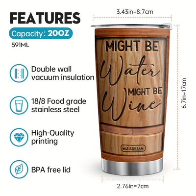 20oz Insulated Water/Wine Tumbler: The Perfect Travel Companion for Wine Enthusiasts!