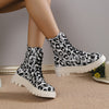 Luxe and Versatile: Women's Leopard Print Lace-Up Platform Ankle Boots – Set New Trends with Style and Comfort