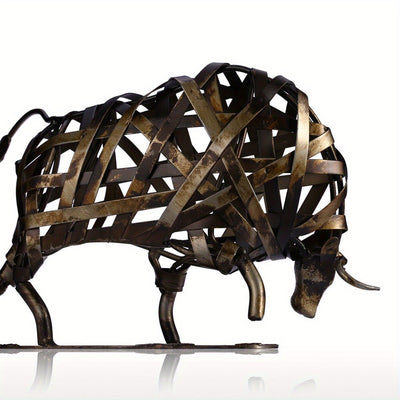 Braided Cattle: A Captivating Handmade Metal Sculpture for Modern Home Decor