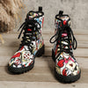 Graffiti-Print Platform Boots: Bold and Versatile Women's Lace-up Ankle Boots