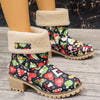 Winter Wonderland: Women's Christmas Style Snow Boots - Cozy Plush Lined Slip-On Short Boots for Thermal Outdoor Comfort