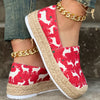 Stylish Women's Deer Print Canvas Shoes: Comfortable Slip-On Espadrille Shoes with Platform - Perfect for Christmas