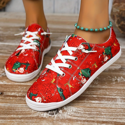 These festive, cartoon Santa Claus Loafers are designed for women, and feature a cozy, cushioned insole for extra comfort. The bright, holiday colors of the shoes make them perfect for an evening out or for making a statement at any holiday event. Crafted with care, these Loafers are the perfect way to complete a cheerful holiday look.