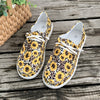 Sunflower Print Canvas Shoes - Stylish Lace Up Low Top Walking Shoes