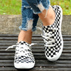 Lightweight Women's Canvas Shoes with Checkboard Printed - Comfortable Lace-up Low Top Walking Shoes